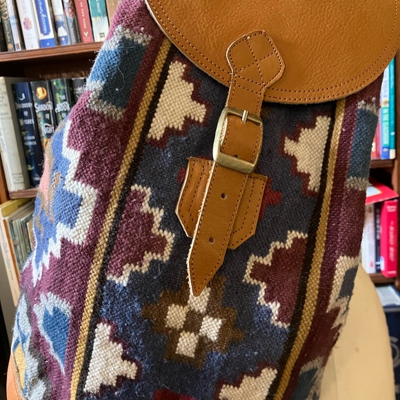 Hand made vintage one of a kind Ecuador Kilim style carpet bag - Picture 15 of 16